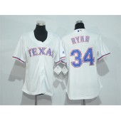 MLB Texas Rangers 34 Nolan Ryan White Home Stitched Women Jersey