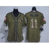 MLB Toronto Blue Jays 11 Kevin Pillar Green Salute to Service Majestic Baseball Women Jersey