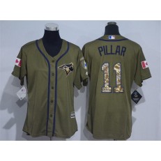 MLB Toronto Blue Jays 11 Kevin Pillar Green Salute to Service Majestic Baseball Women Jersey