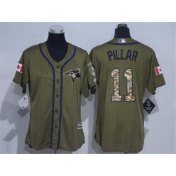 MLB Toronto Blue Jays 11 Kevin Pillar Green Salute to Service Majestic Baseball Women Jersey