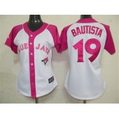 MLB Toronto Blue Jays 19 Jose Bautista 2012 Fashion by Majestic Athletic Women Jersey