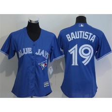 MLB Toronto Blue Jays 19 Jose Bautista Blue Alternate Stitched Baseball Women Jersey