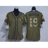 MLB Toronto Blue Jays 19 Jose Bautista Green Salute to Service Majestic Baseball Women Jersey