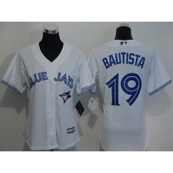 MLB Toronto Blue Jays 19 Jose Bautista White Home Cool Base Baseball Women Jersey