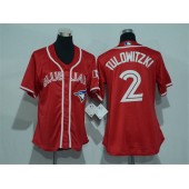 MLB Toronto Blue Jays 2 Troy Tulowitzki Red Canada Day Stitched Baseball Women Jersey