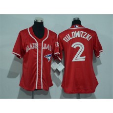 MLB Toronto Blue Jays 2 Troy Tulowitzki Red Canada Day Stitched Baseball Women Jersey