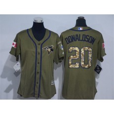 MLB Toronto Blue Jays 20 Josh Donaldson Green Salute to Service Majestic Baseball Women Jersey