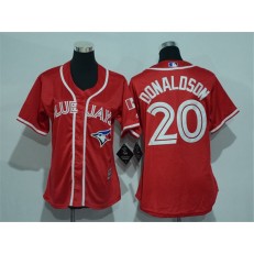 MLB Toronto Blue Jays 20 Josh Donaldson Red Canada Day Stitched Baseball Women Jersey