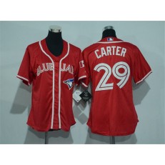 MLB Toronto Blue Jays 29 Joe Carter Red Canada Day Stitched Baseball Women Jersey