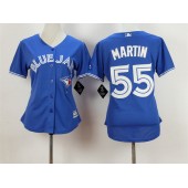 MLB Toronto Blue Jays 55 Russell Martin Alternate Blue 2015 Cool Base Women Jersey
