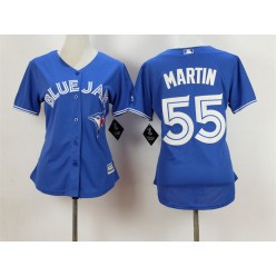 MLB Toronto Blue Jays 55 Russell Martin Alternate Blue 2015 Cool Base Women Jersey