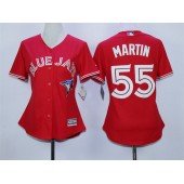MLB Toronto Blue Jays 55 Russell Martin Red Cool Base Baseball Women Jersey
