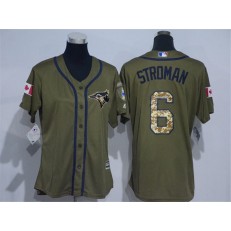 MLB Toronto Blue Jays 6 Marcus Stroman Green Salute to Service Majestic Baseball Women Jersey
