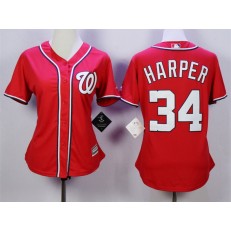 MLB Washington Nationals 34 Bryce Harper Alternate Red 2015 Cool Base Women Jersey