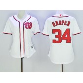 MLB Washington Nationals 34 Bryce Harper Home White 2015 Cool Base Women Jersey
