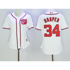 MLB Washington Nationals 34 Bryce Harper Home White 2015 Cool Base Women Jersey