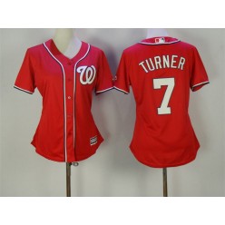 MLB Washington Nationals 7 Trea Turner Alternate Red 2015 Cool Base Women Jersey