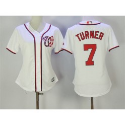 MLB Washington Nationals 7 Trea Turner White New Cool Base Women Jersey