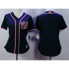 MLB Washington Nationals Blank Navy Blue Majestic Women Jersey