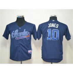 MLB Atlanta Braves 10 Chipper Jones Blue Cool Base Youth Jersey