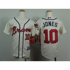 MLB Atlanta Braves 10 Chipper Jones Cream Youth Jersey