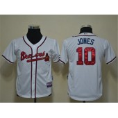 MLB Atlanta Braves 10 Chipper Jones White Cool Base Youth Jersey