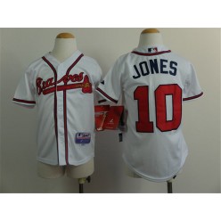 MLB Atlanta Braves 10 Chipper Jones White Youth Jersey