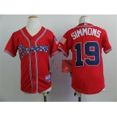 MLB Atlanta Braves 19 Andrelton Simmons 2014 Red Youth Jersey