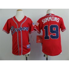 MLB Atlanta Braves 19 Andrelton Simmons 2014 Red Youth Jersey