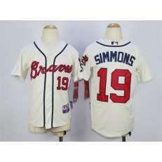 MLB Atlanta Braves 19 Andrelton Simmons Cream Youth Jersey