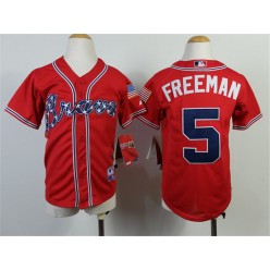 MLB Atlanta Braves 5 Freddie Freeman 2014 Red Youth Jersey