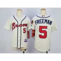 MLB Atlanta Braves 5 Freddie Freeman Cream Youth Jersey