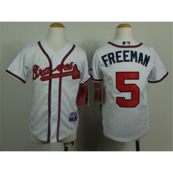 MLB Atlanta Braves 5 Freddie Freeman White Youth Jersey
