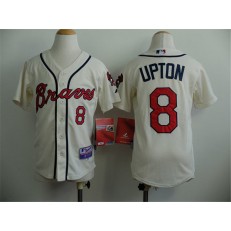 MLB Atlanta Braves 8 Justin Upton Cream Youth Jersey