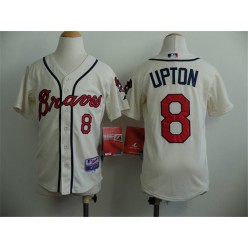 MLB Atlanta Braves 8 Justin Upton Cream Youth Jersey