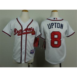 MLB Atlanta Braves 8 Justin Upton White Youth Jersey
