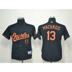 MLB Baltimore Orioles 13 Manny Machado Black Cool Base Youth Jersey