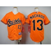 MLB Baltimore Orioles 13 Manny Machado Orange Cool Base Stitched Baseball Youth Jersey