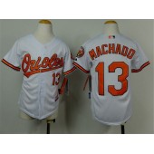 MLB Baltimore Orioles 13 Manny Machado White Cool Base Stitched Baseball Youth Jersey