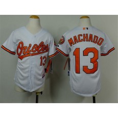 MLB Baltimore Orioles 13 Manny Machado White Cool Base Stitched Baseball Youth Jersey