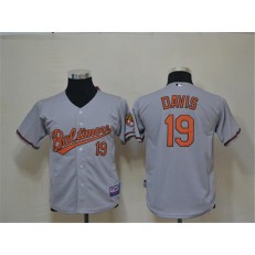 MLB Baltimore Orioles 19 Chris Davis Grey Cool Base Youth Jersey