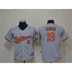 MLB Baltimore Orioles 19 Chris Davis Grey Cool Base Youth Jersey