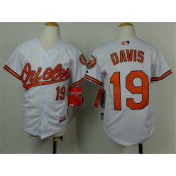 MLB Baltimore Orioles 19 Chris Davis White Cool Base Stitched Baseball Youth Jersey