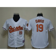 MLB Baltimore Orioles 19 Chris Davis White Cool Base Youth Jersey