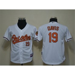 MLB Baltimore Orioles 19 Chris Davis White Cool Base Youth Jersey