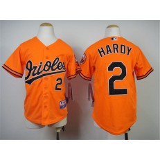MLB Baltimore Orioles 2 J.J.Hardy Orange Cool Base Stitched Baseball Youth Jersey