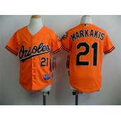 MLB Baltimore Orioles 21 Nick Markakis Orange Cool Base Stitched Baseball Youth Jersey