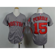 MLB Boston Red Sox 15 Dustin Pedroia 2014 Gray Youth Jersey