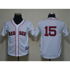 MLB Boston Red Sox 15 Dustin Pedroia White Cool Base Youth Jersey