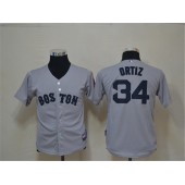 MLB Boston Red Sox 34 David Ortiz Grey Cool Base Youth Jersey